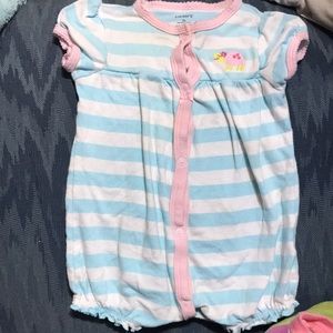 Carter’s baby girls 6 month old turtle blue and white striped one piece